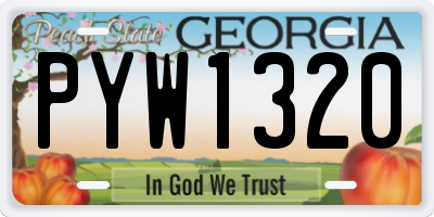 GA license plate PYW1320