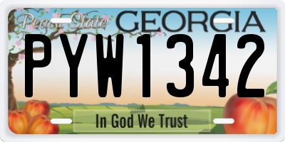 GA license plate PYW1342