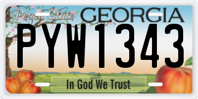 GA license plate PYW1343