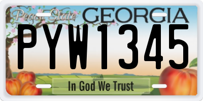 GA license plate PYW1345