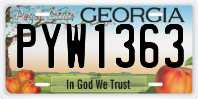 GA license plate PYW1363