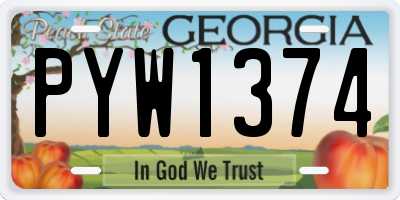 GA license plate PYW1374