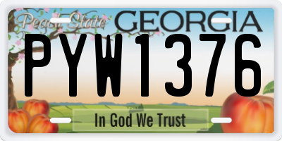 GA license plate PYW1376