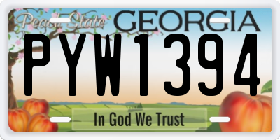 GA license plate PYW1394