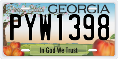 GA license plate PYW1398