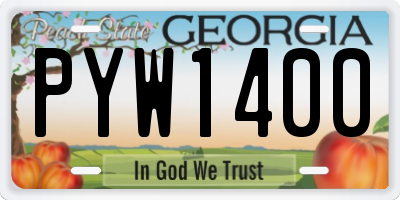 GA license plate PYW1400