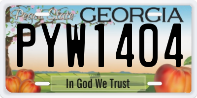 GA license plate PYW1404