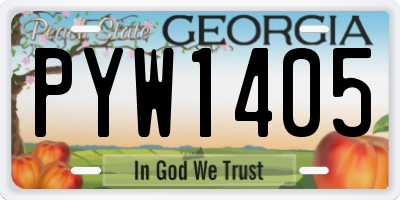 GA license plate PYW1405
