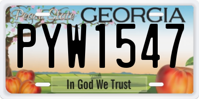 GA license plate PYW1547