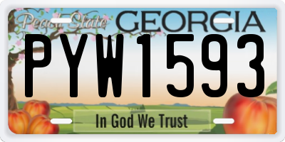 GA license plate PYW1593