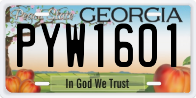 GA license plate PYW1601