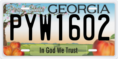 GA license plate PYW1602