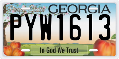 GA license plate PYW1613
