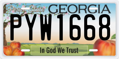 GA license plate PYW1668