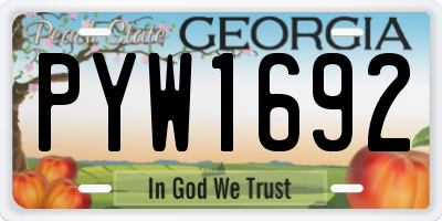 GA license plate PYW1692