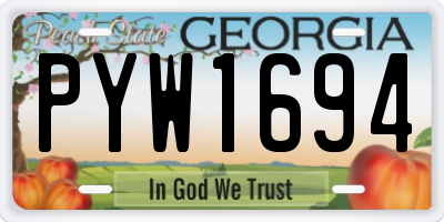 GA license plate PYW1694
