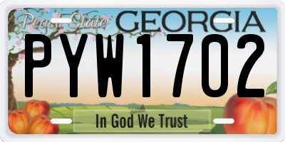 GA license plate PYW1702