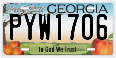 GA license plate PYW1706