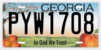 GA license plate PYW1708