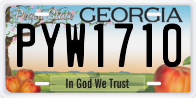 GA license plate PYW1710