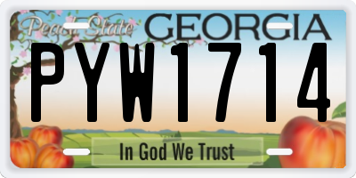 GA license plate PYW1714