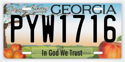 GA license plate PYW1716