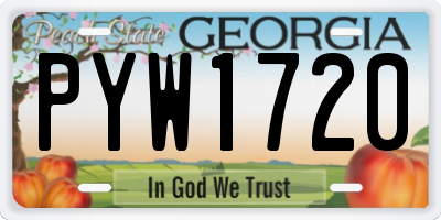 GA license plate PYW1720