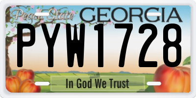 GA license plate PYW1728