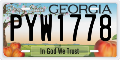 GA license plate PYW1778