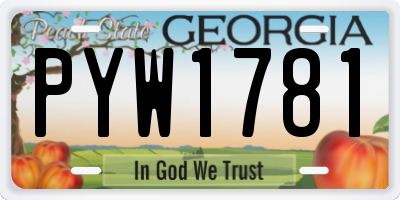GA license plate PYW1781