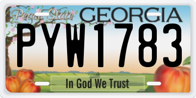 GA license plate PYW1783