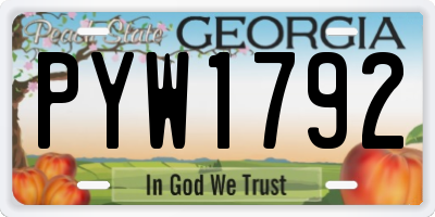 GA license plate PYW1792