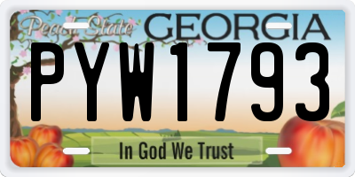 GA license plate PYW1793