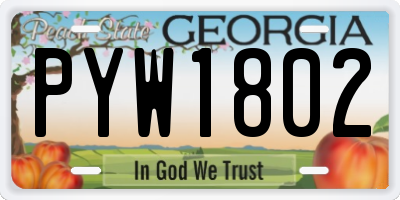 GA license plate PYW1802