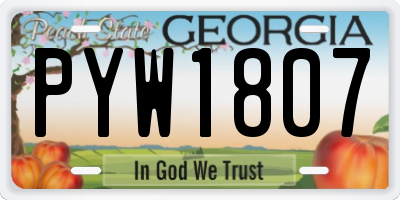 GA license plate PYW1807