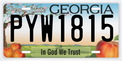 GA license plate PYW1815