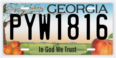 GA license plate PYW1816