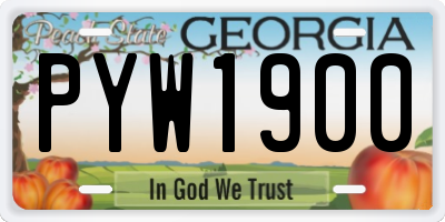 GA license plate PYW1900