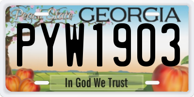 GA license plate PYW1903