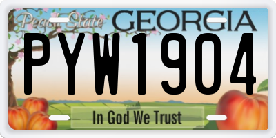 GA license plate PYW1904