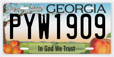 GA license plate PYW1909