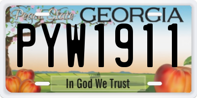 GA license plate PYW1911