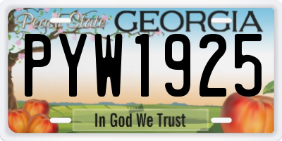 GA license plate PYW1925