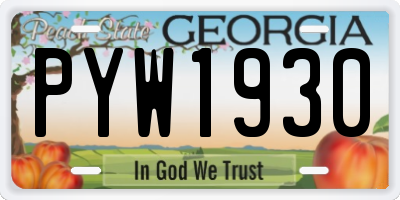 GA license plate PYW1930
