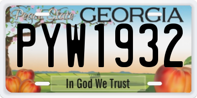 GA license plate PYW1932