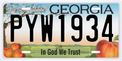GA license plate PYW1934