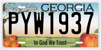 GA license plate PYW1937