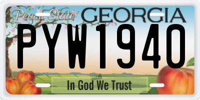GA license plate PYW1940