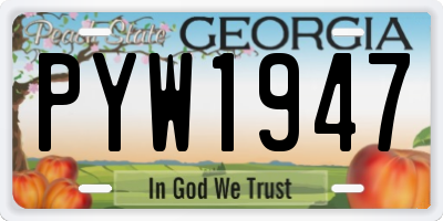 GA license plate PYW1947