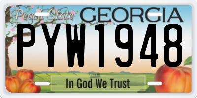 GA license plate PYW1948